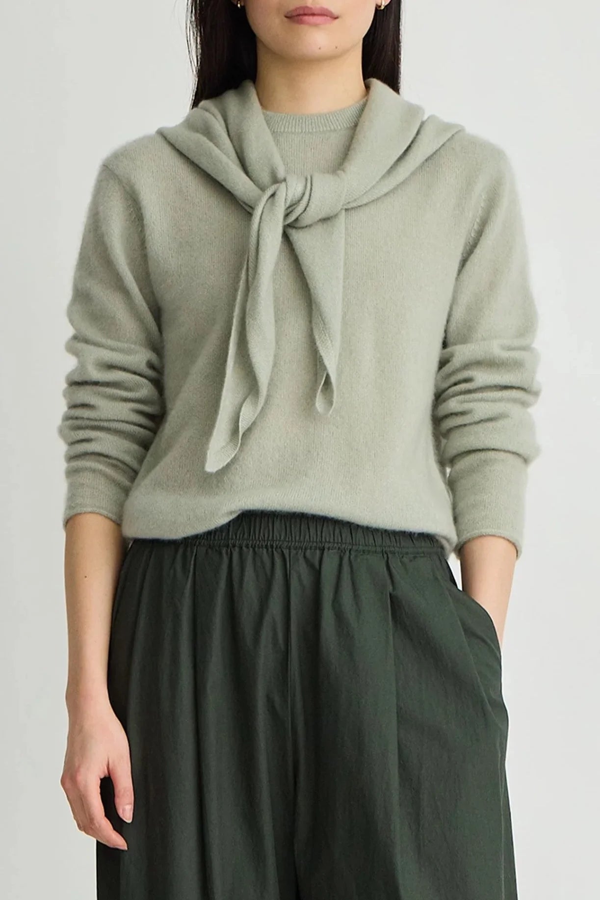 Softest Tissue Scarf Tie Top - Seafoam