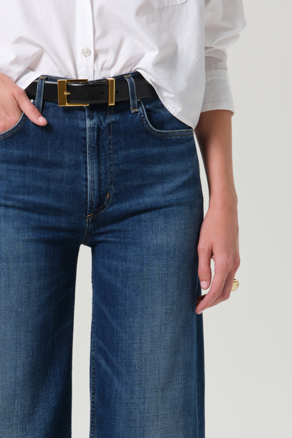 Lyra Long Wide Leg in Elm - waist detail