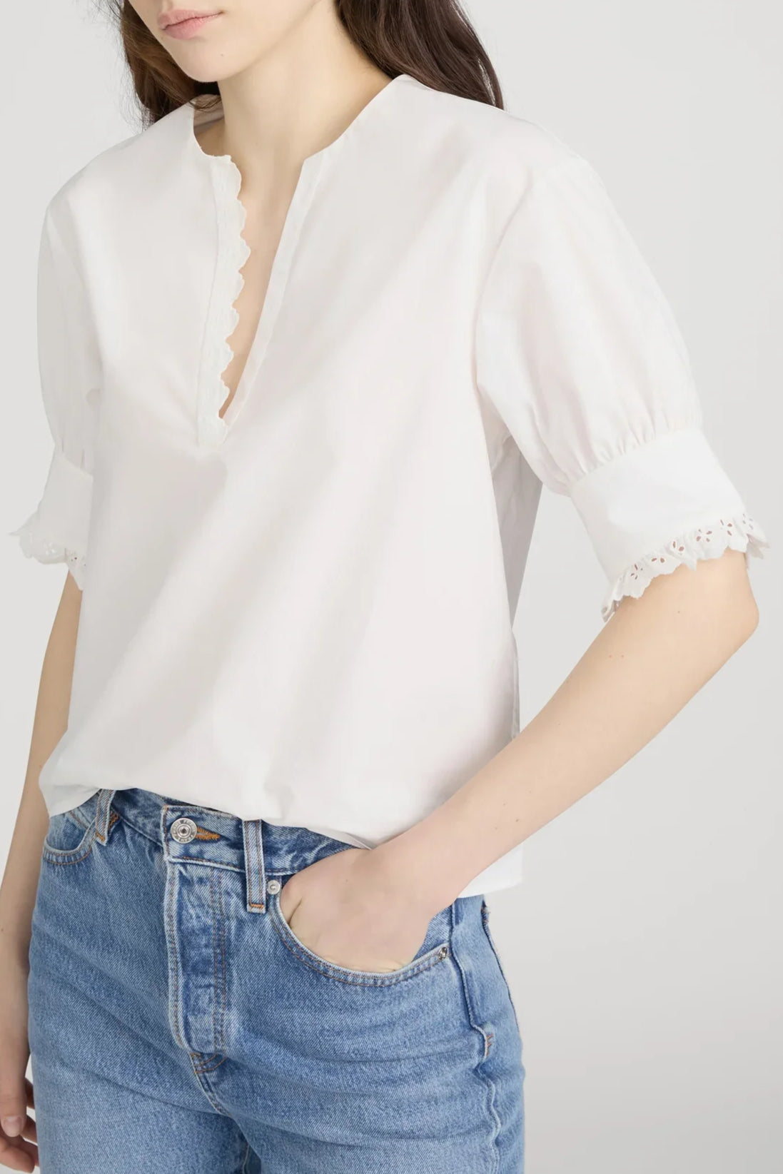 The Keepsake Popover Top - White