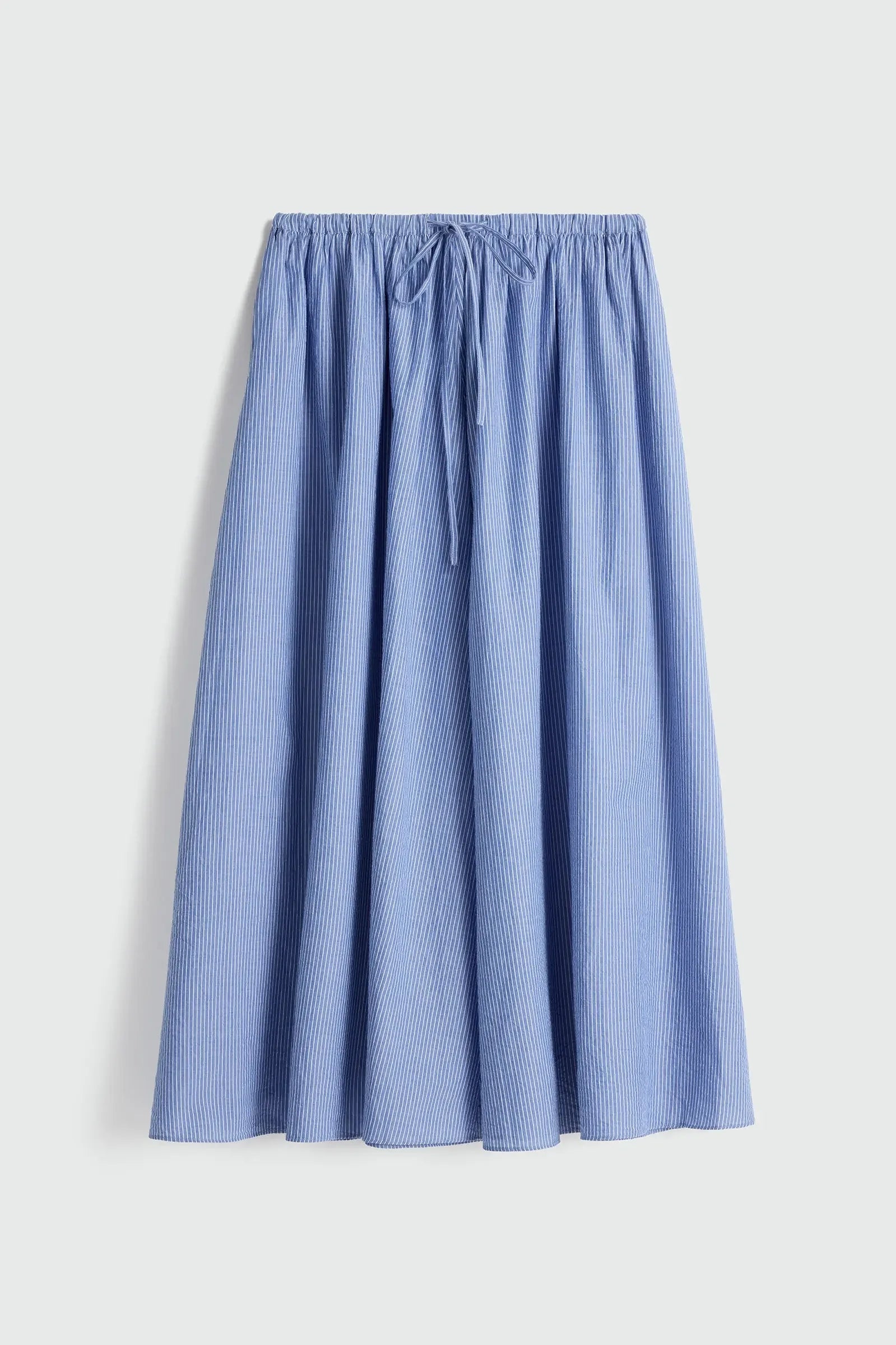 Hanne Tie Maxi Skirt - Microstripe Blue & Cream