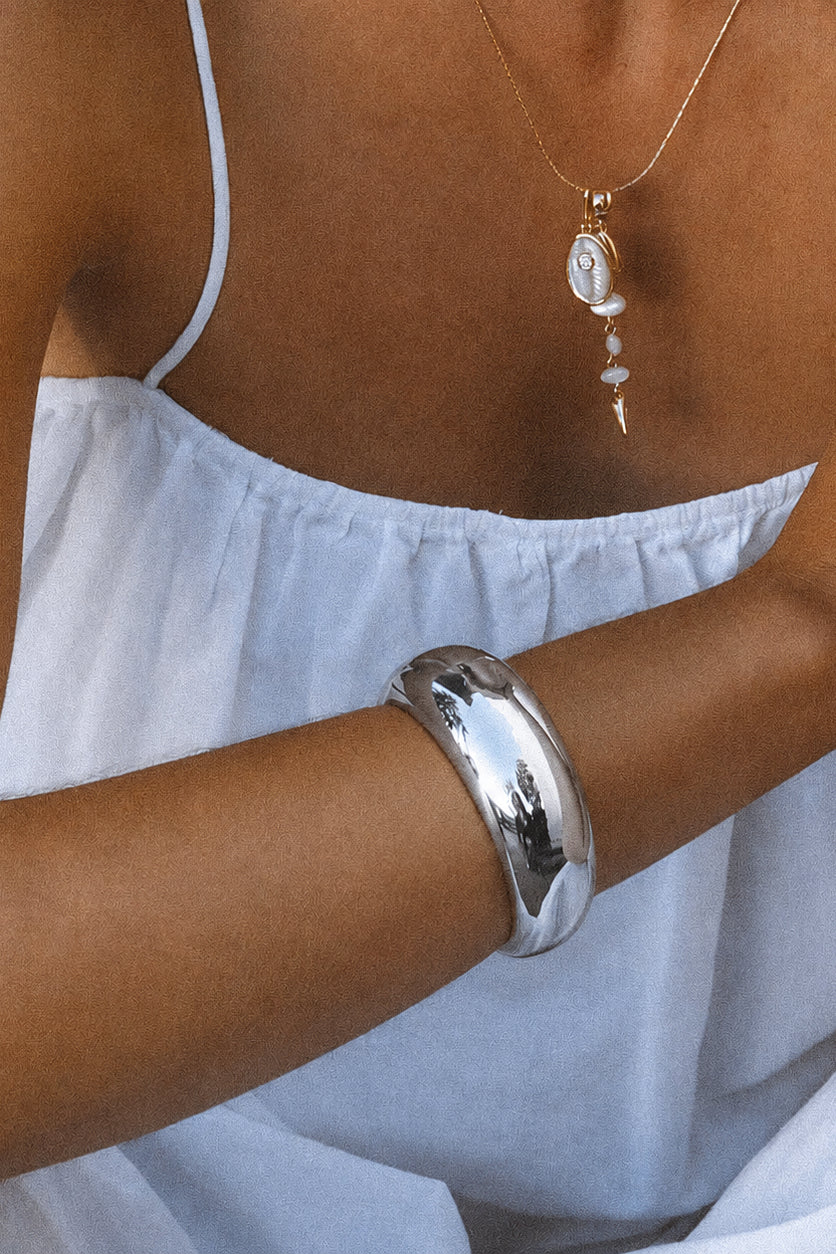 Oriana Cuff Bracelet - Rhodium