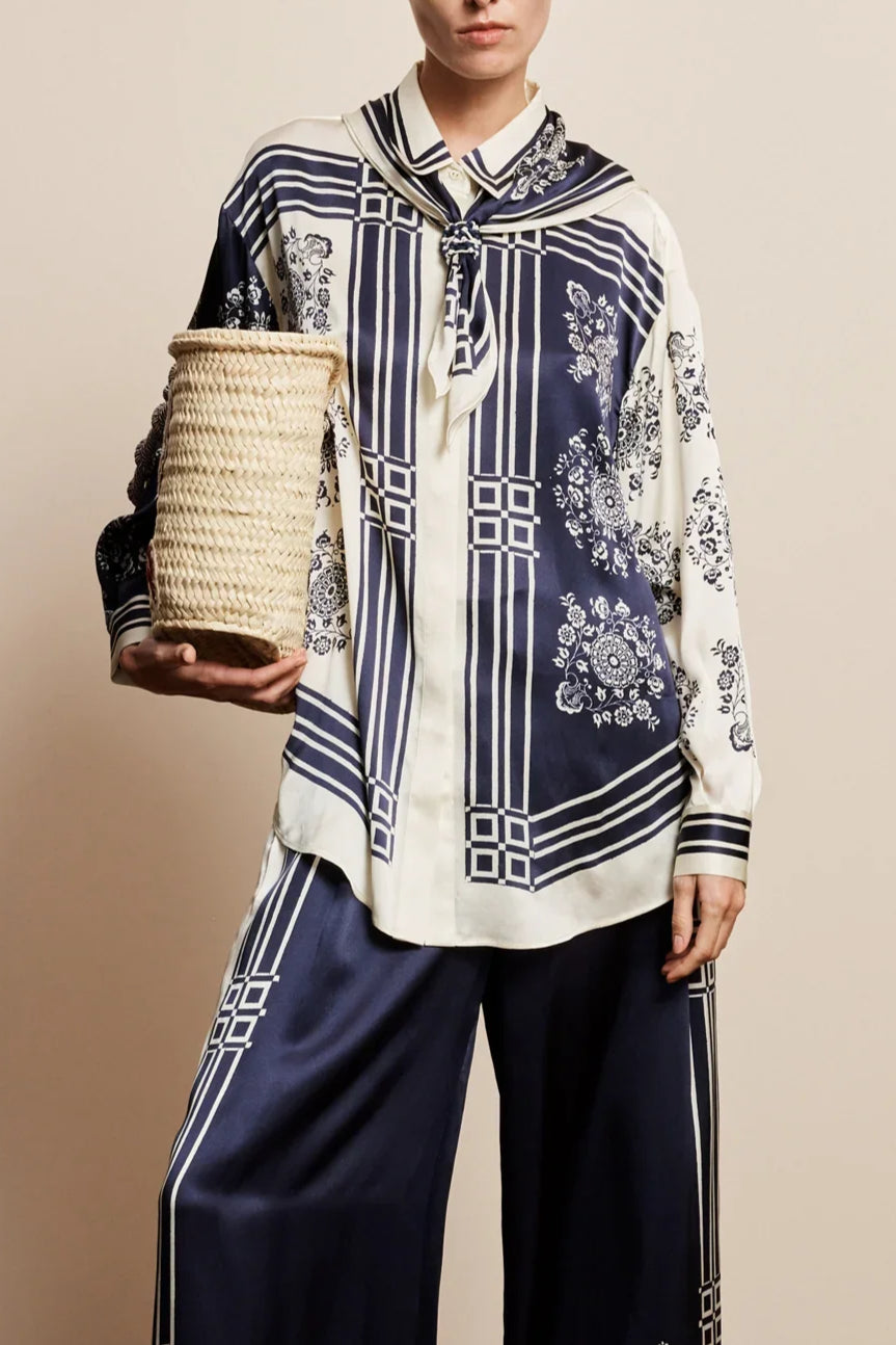Banderra Scarf Silk Shirt - Ink