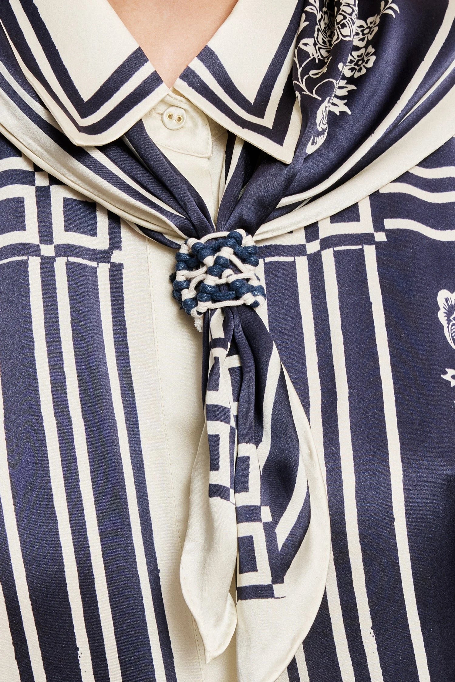 Banderra Scarf Silk Shirt - Ink