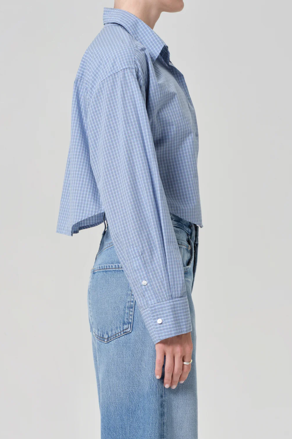 Ana Cropped Shirt - Banker Blue