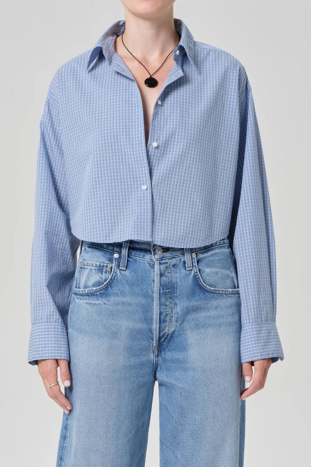 Ana Cropped Shirt - Banker Blue