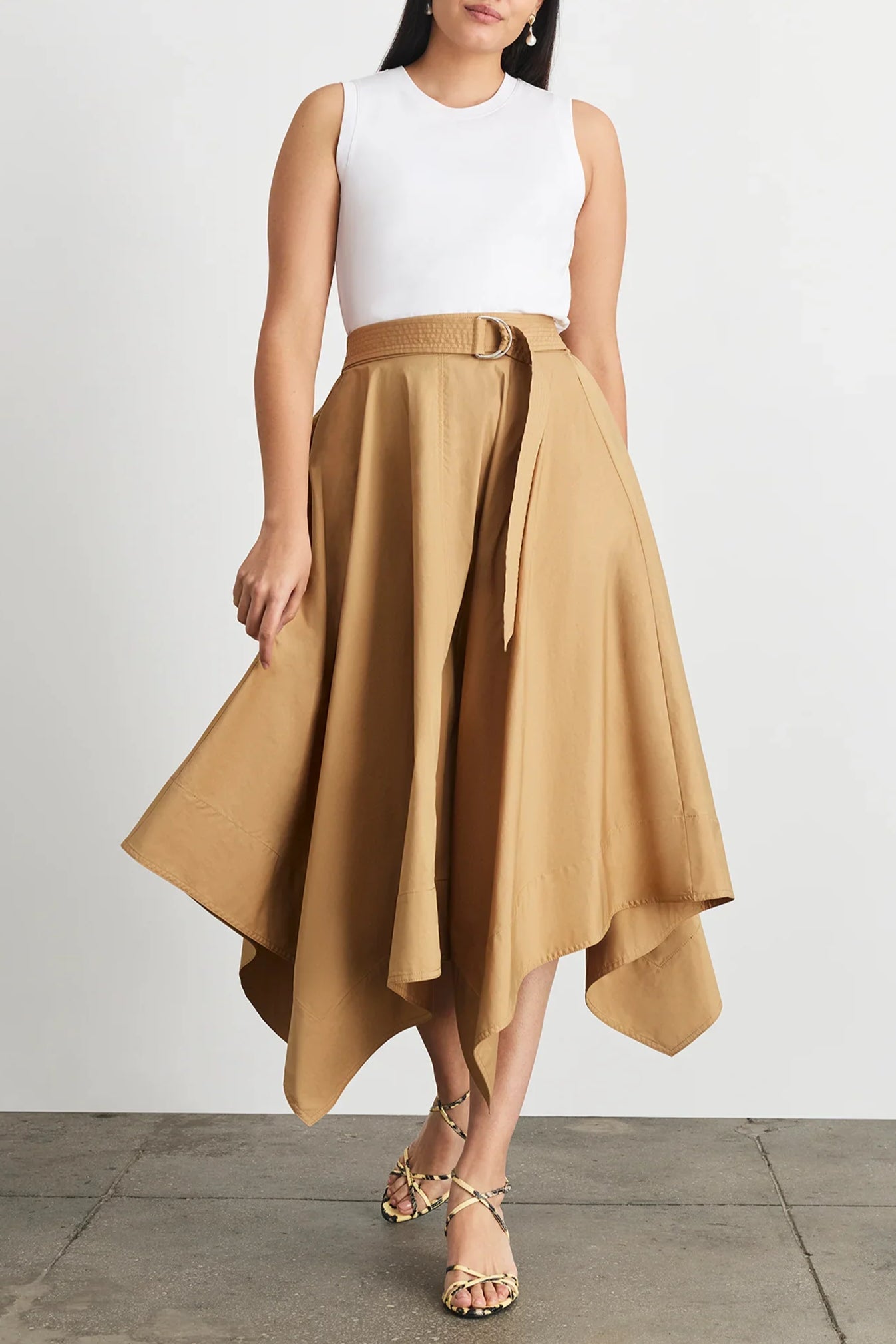 Cornelia Dress - Optic White/Dark Khaki