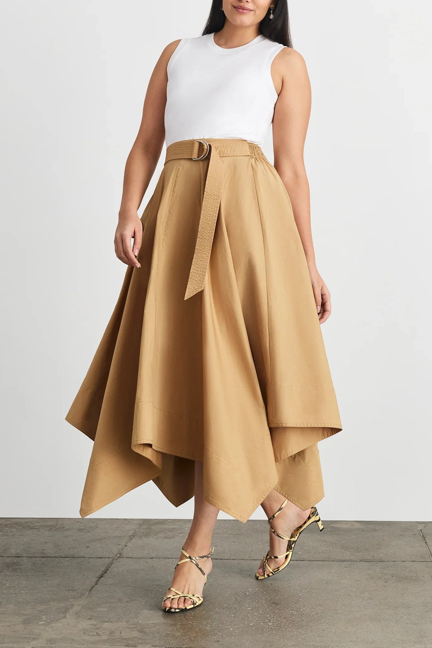 Cornelia Dress - Optic White/Dark Khaki