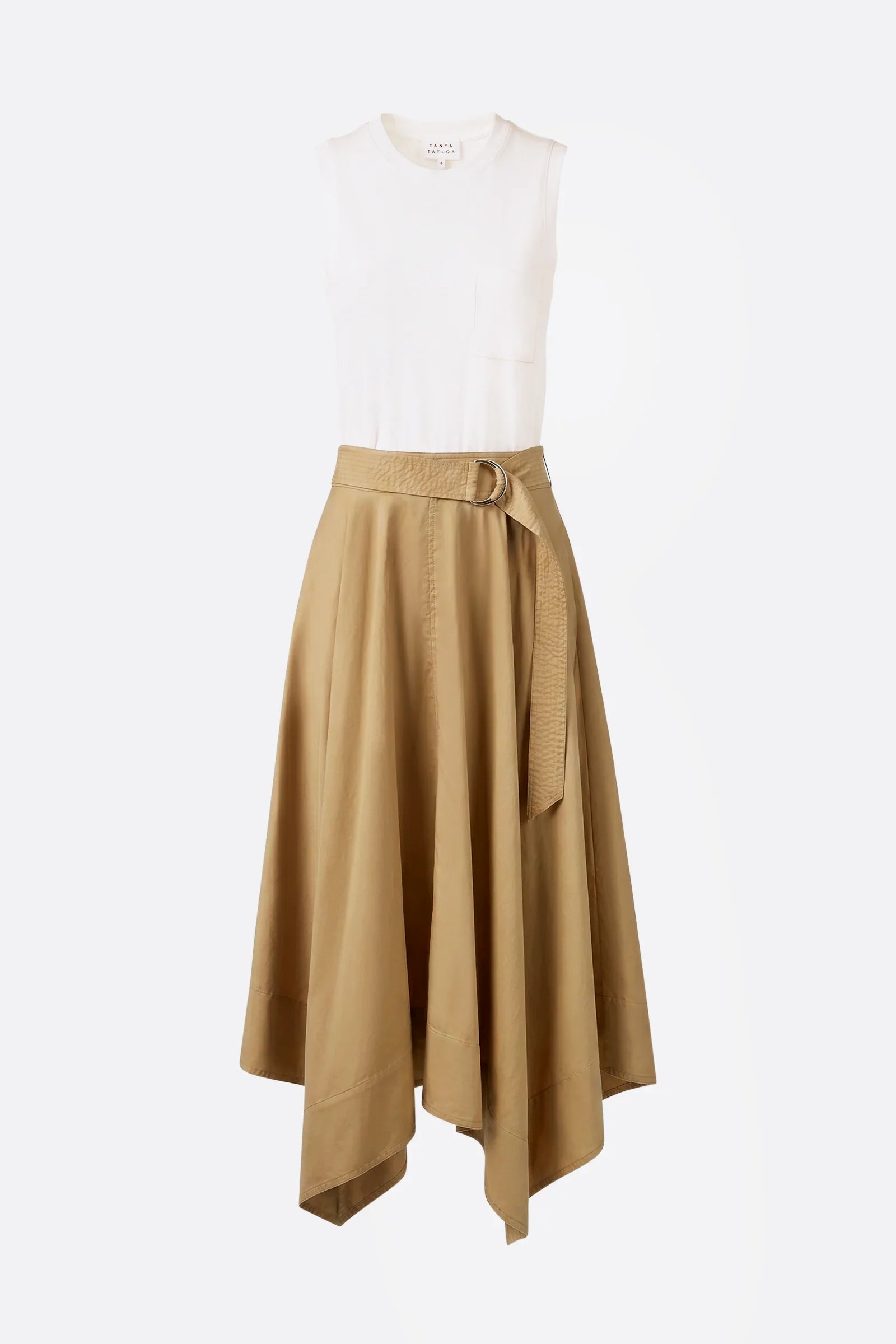 Cornelia Dress - Optic White/Dark Khaki