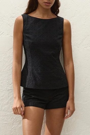 Olivia Top -  Valentina Broderie Black