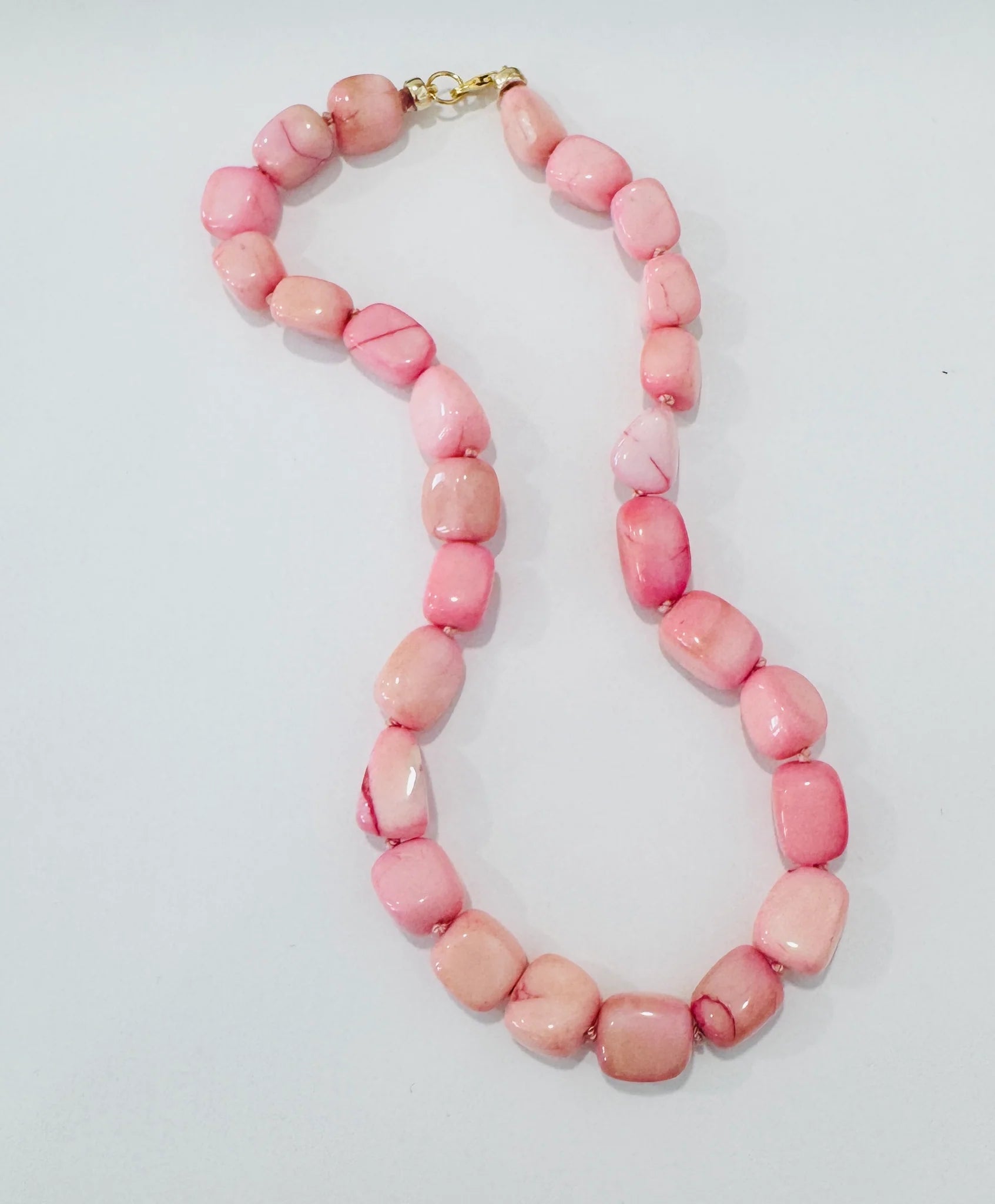 Knotted Gumball Necklace - Bubblegum Pink Opal