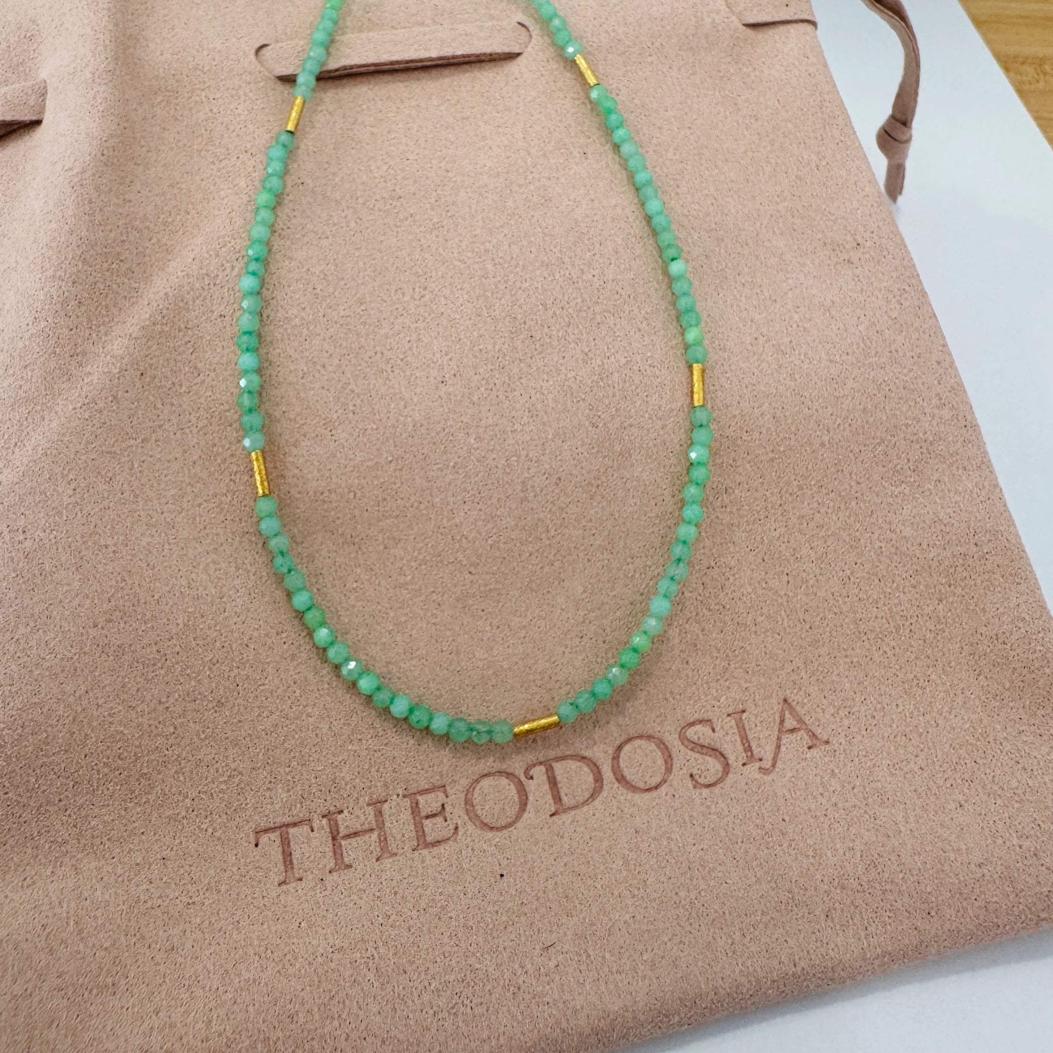 Delicate 5 Bar Necklace Chrysoprase