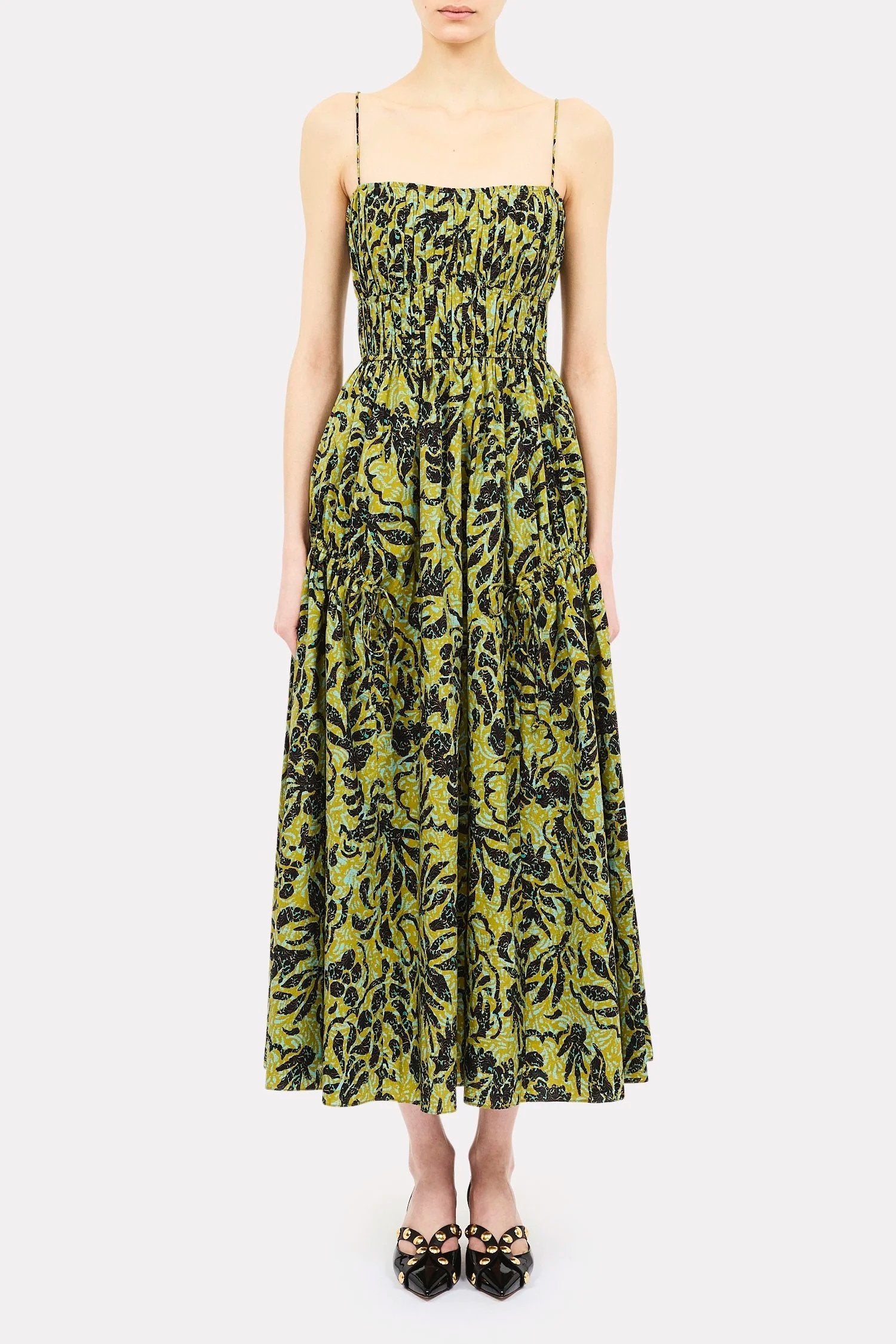 Vidri Cami Cotton Dress - Chartreuse