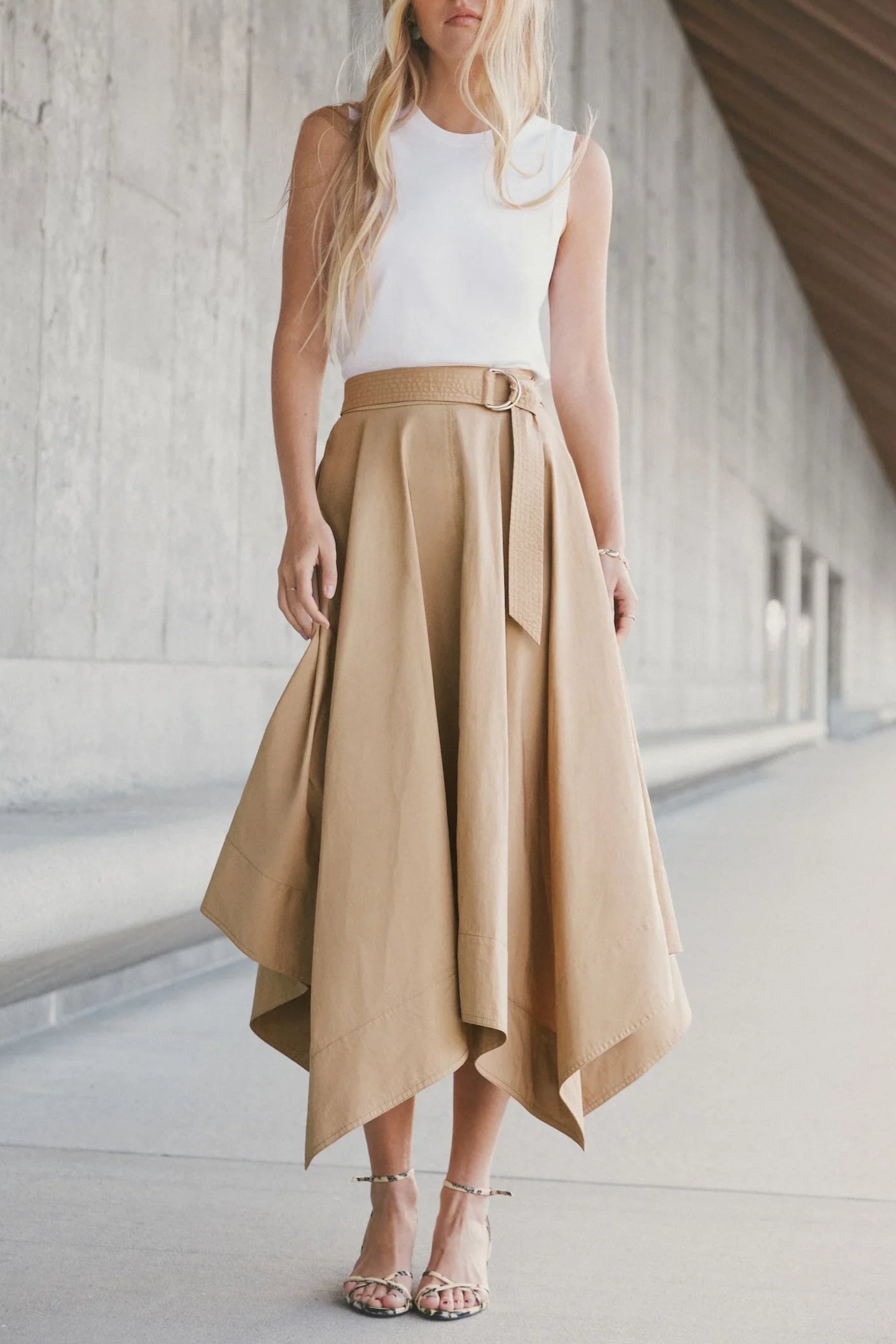 Cornelia Dress - Optic White/Dark Khaki