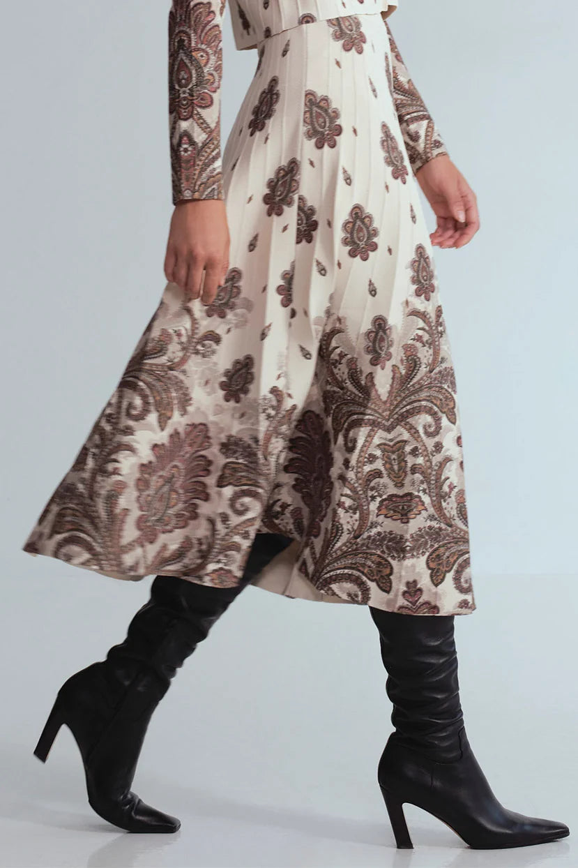 Tavira Skirt - Castle Paisley Ivory