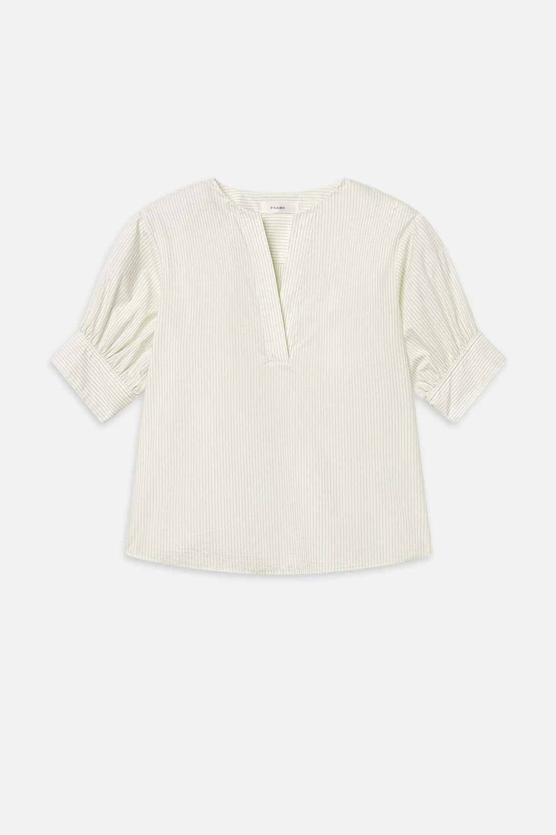 The V-Neck Popover Top - Cream Multi