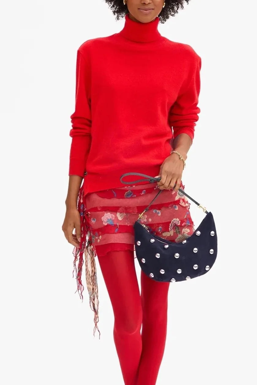 Lune w/ Studs - Navy Suede