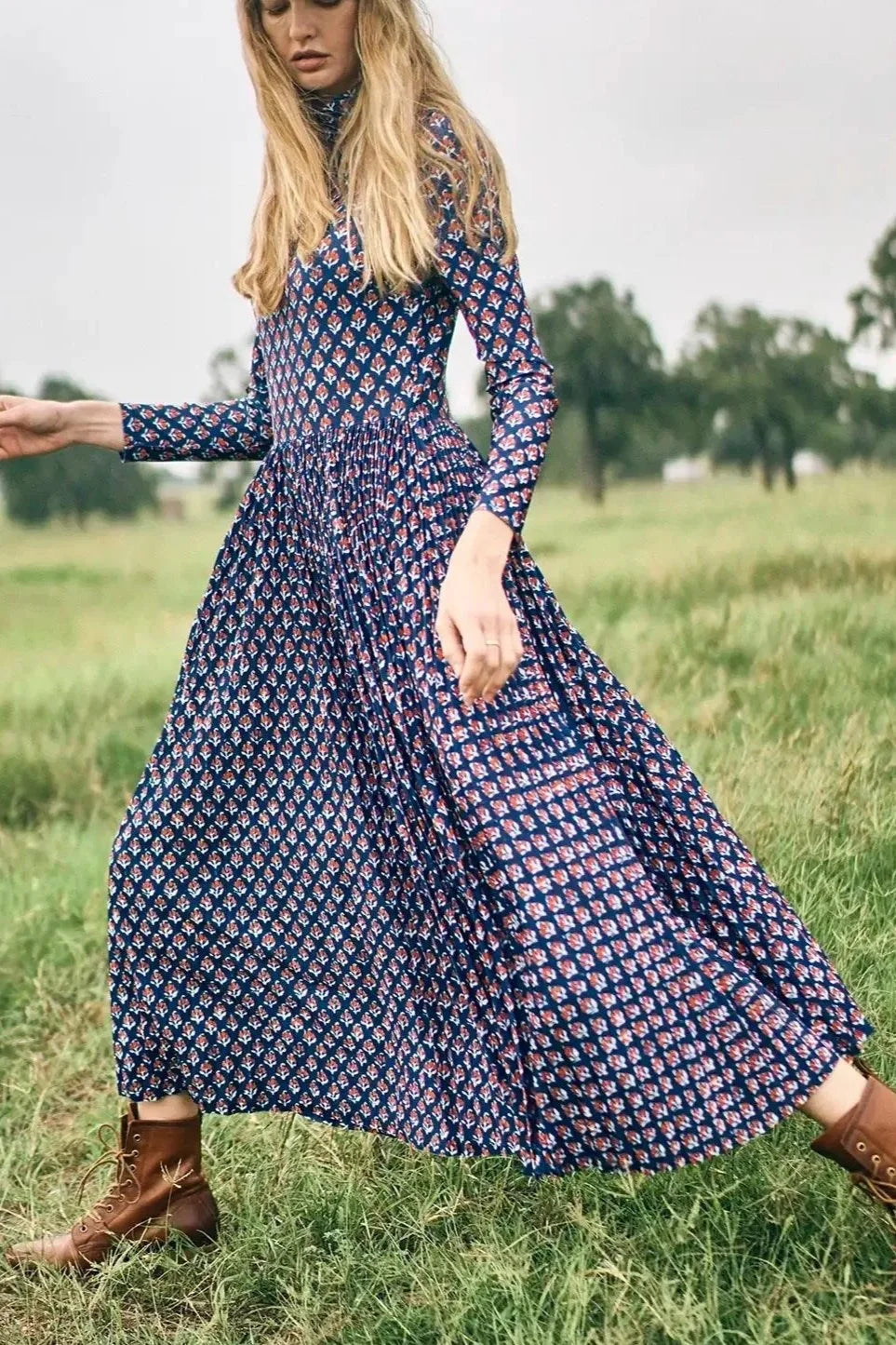 Sabine Dress - Autumn Fleur Navy