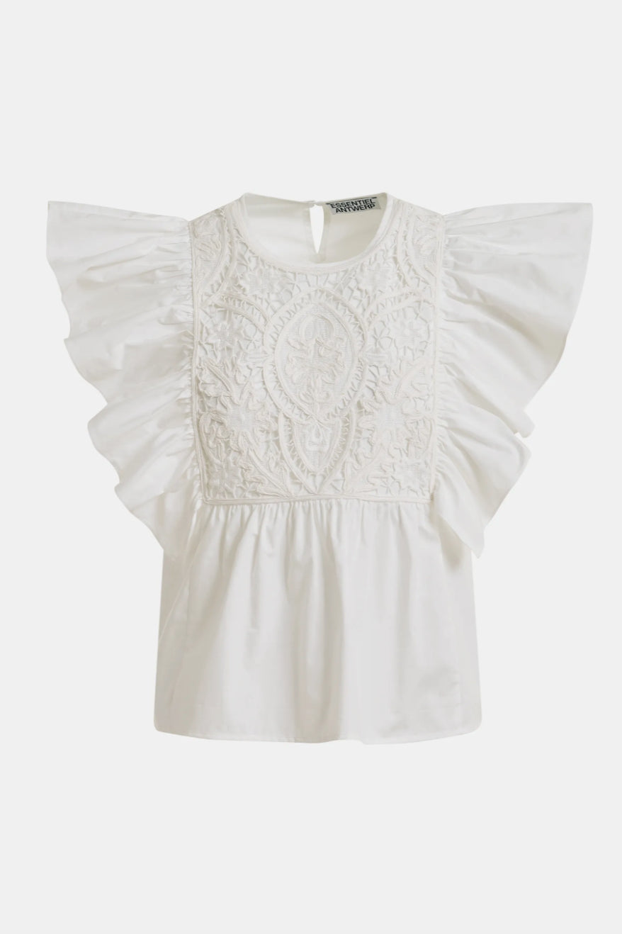 Keany Lace Embroidered Top - White