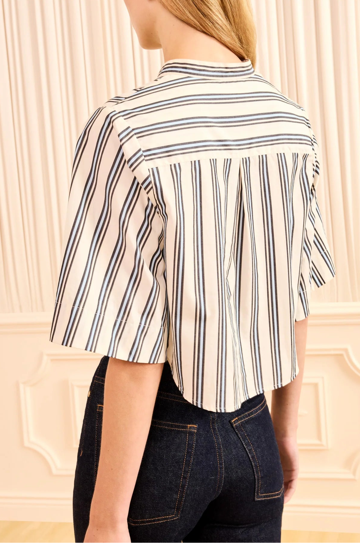 Perrine SS Blouse - Ecru Stripe