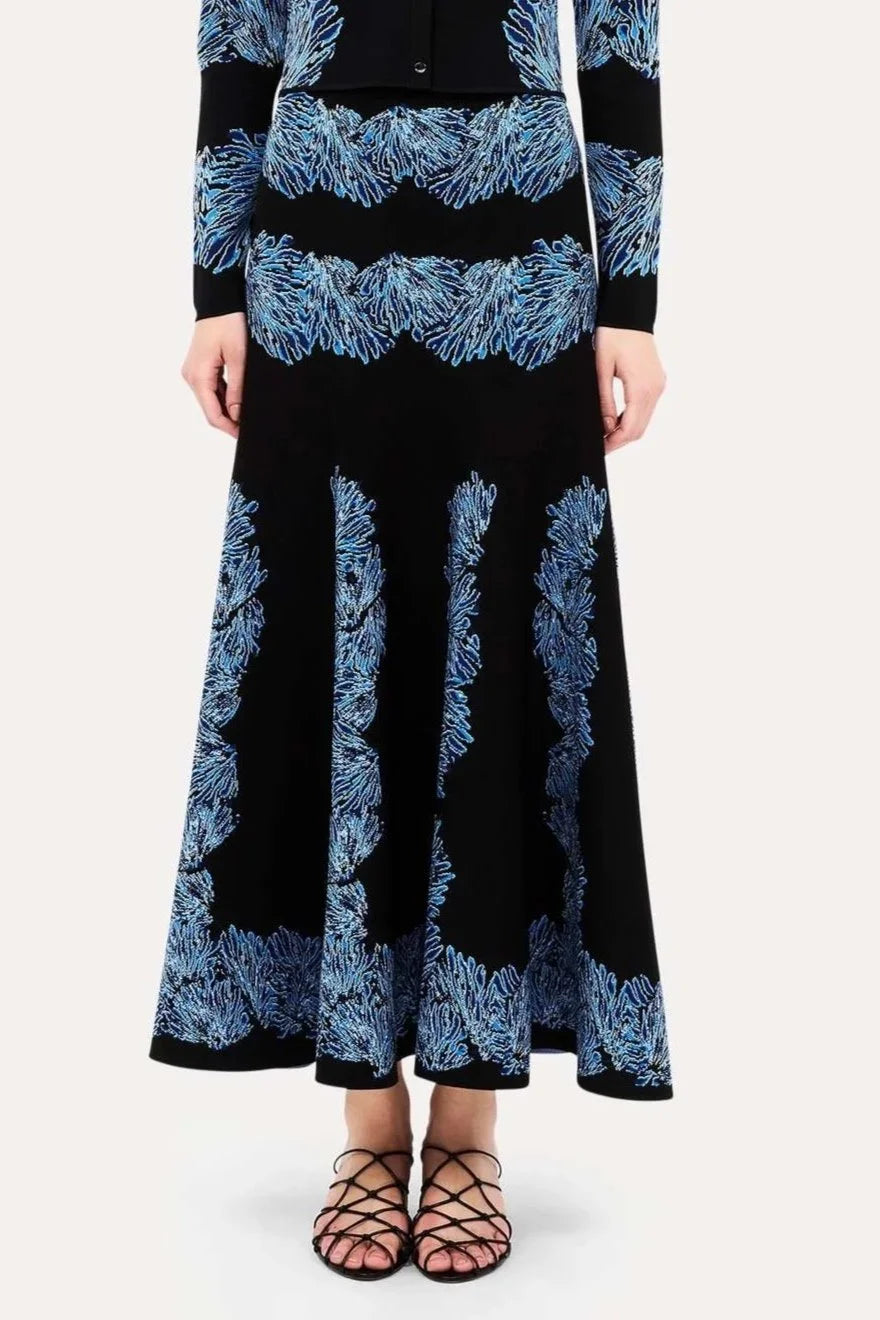 Alessia Knit Jacquard Skirt - Ocean