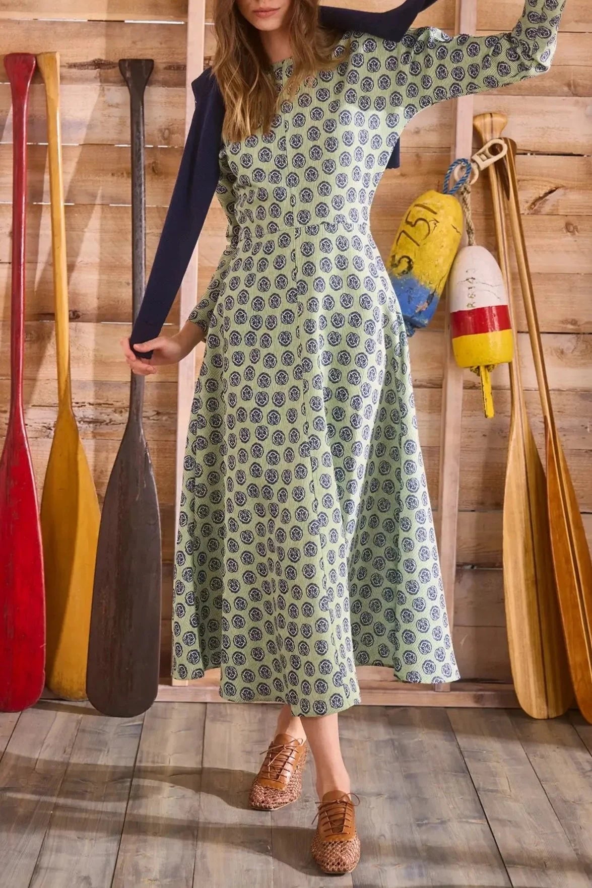 Vika Dress - Navy Bird Block