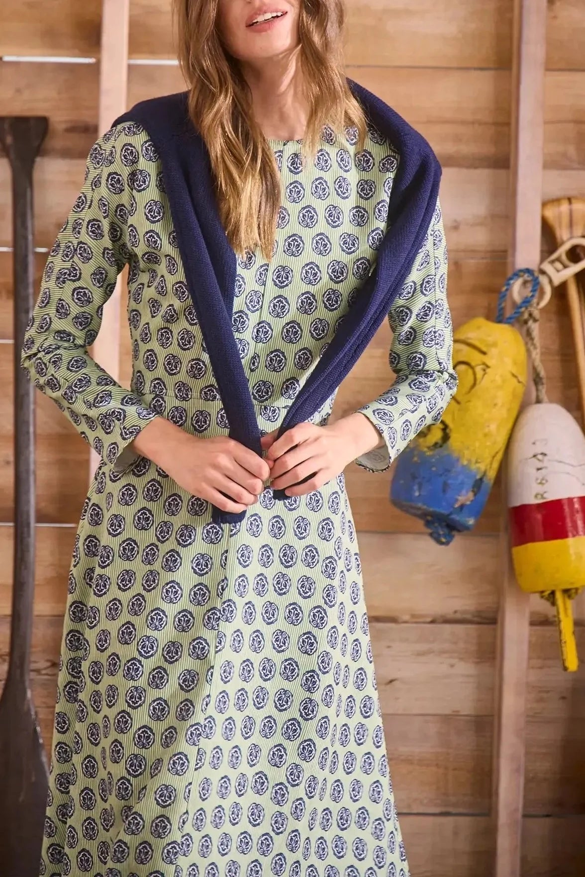 Vika Dress - Navy Bird Block