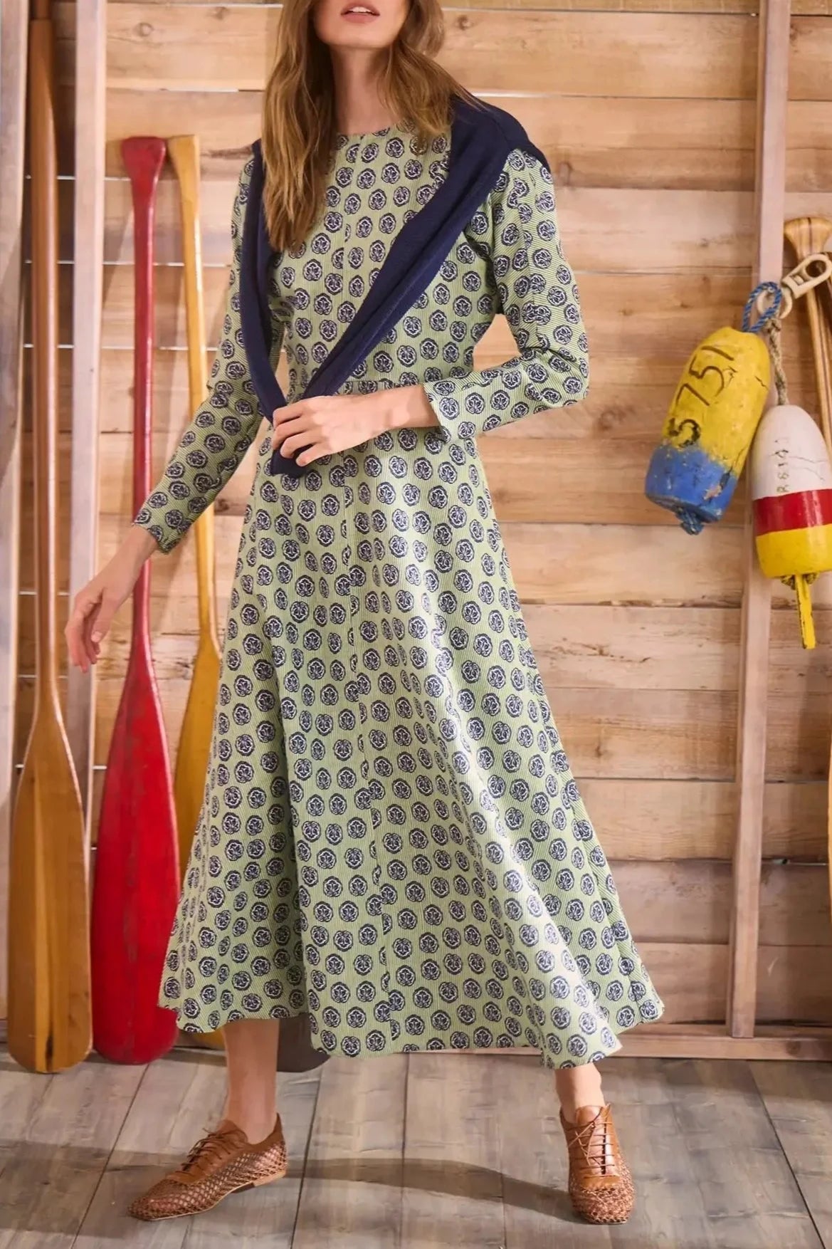 Vika Dress - Navy Bird Block