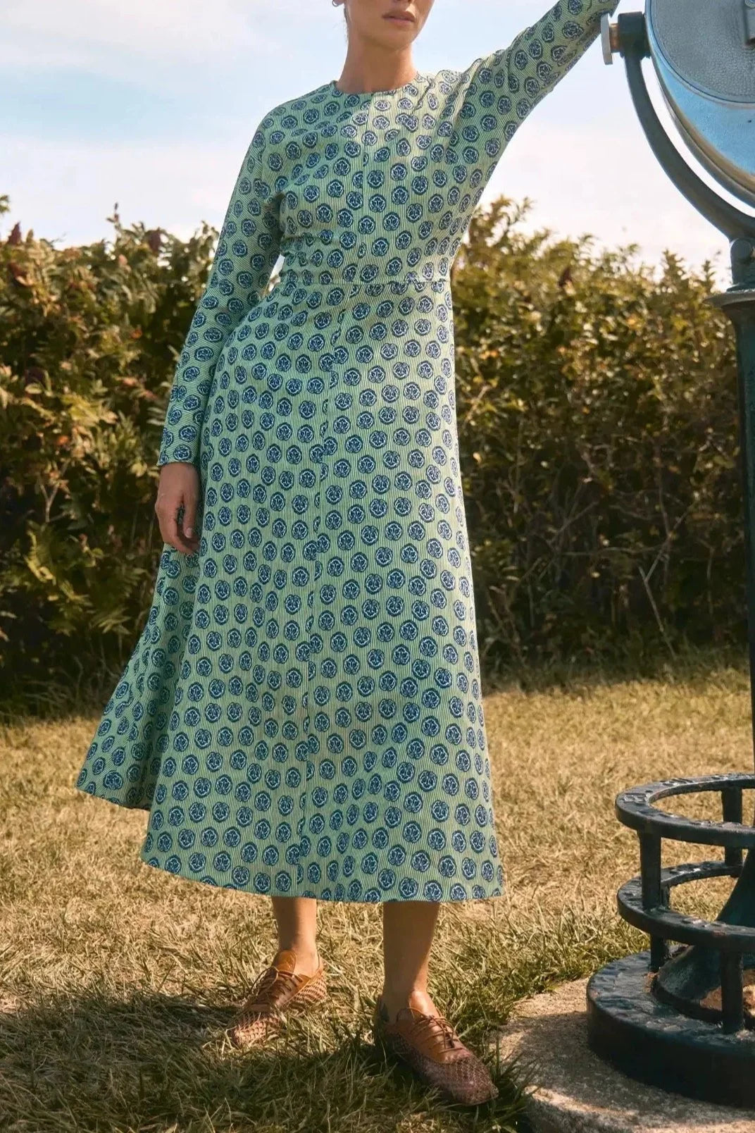 Vika Dress - Navy Bird Block