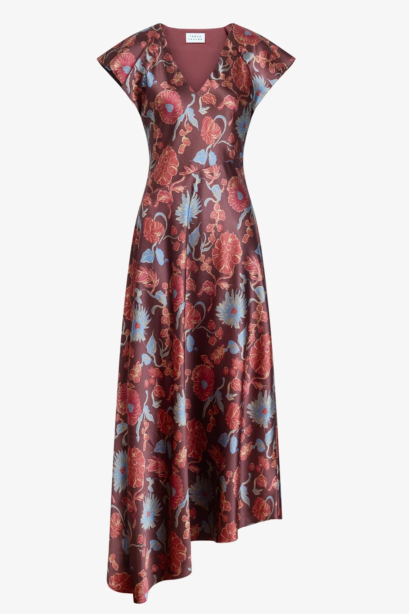 V-Neck Violeta Dress - Deep Redwood Multi