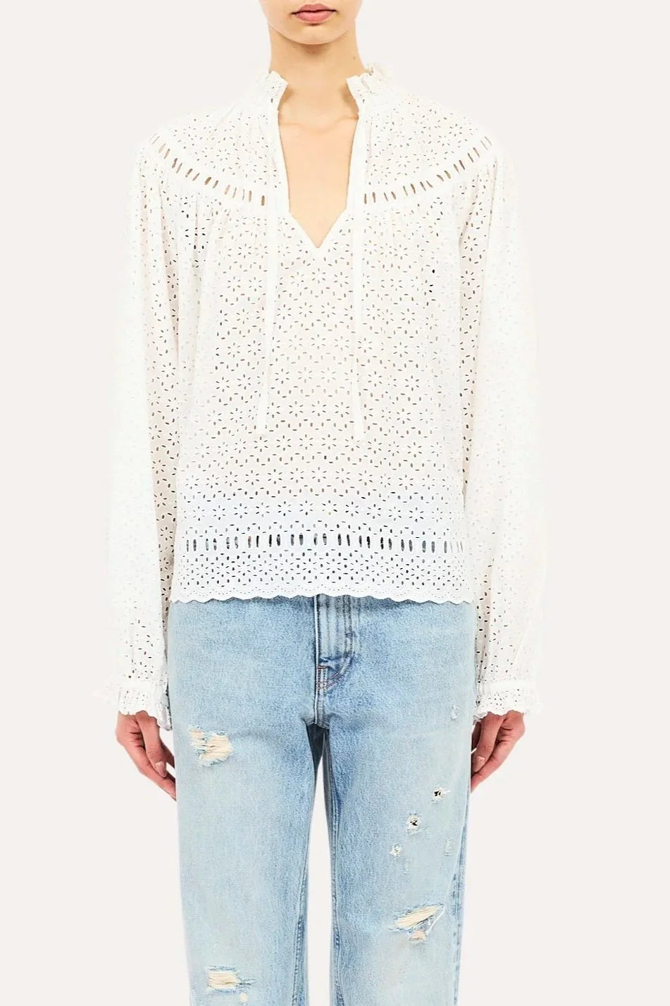Avelie LS Cotton Blouse - Pristine