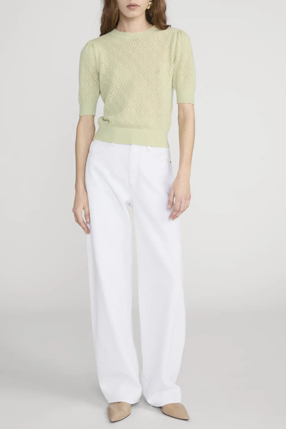 The Delicate Cashmere S/S Sweater - Soft Lime