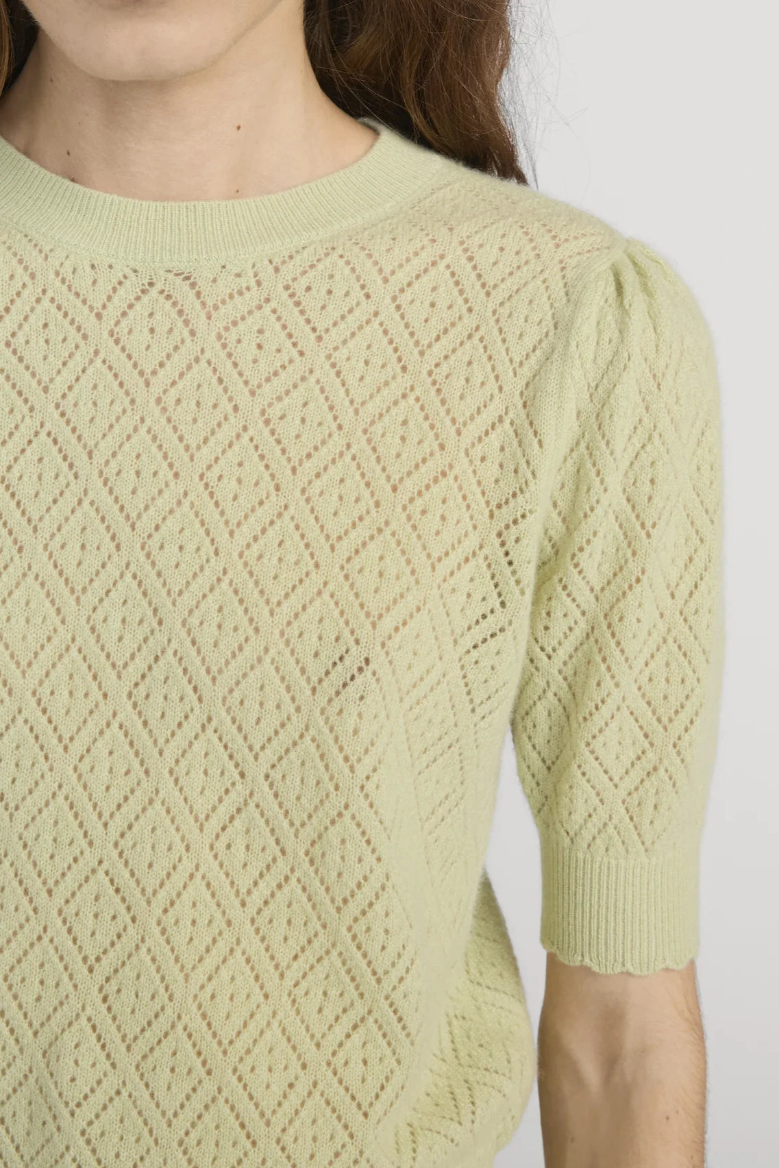 The Delicate Cashmere S/S Sweater - Soft Lime