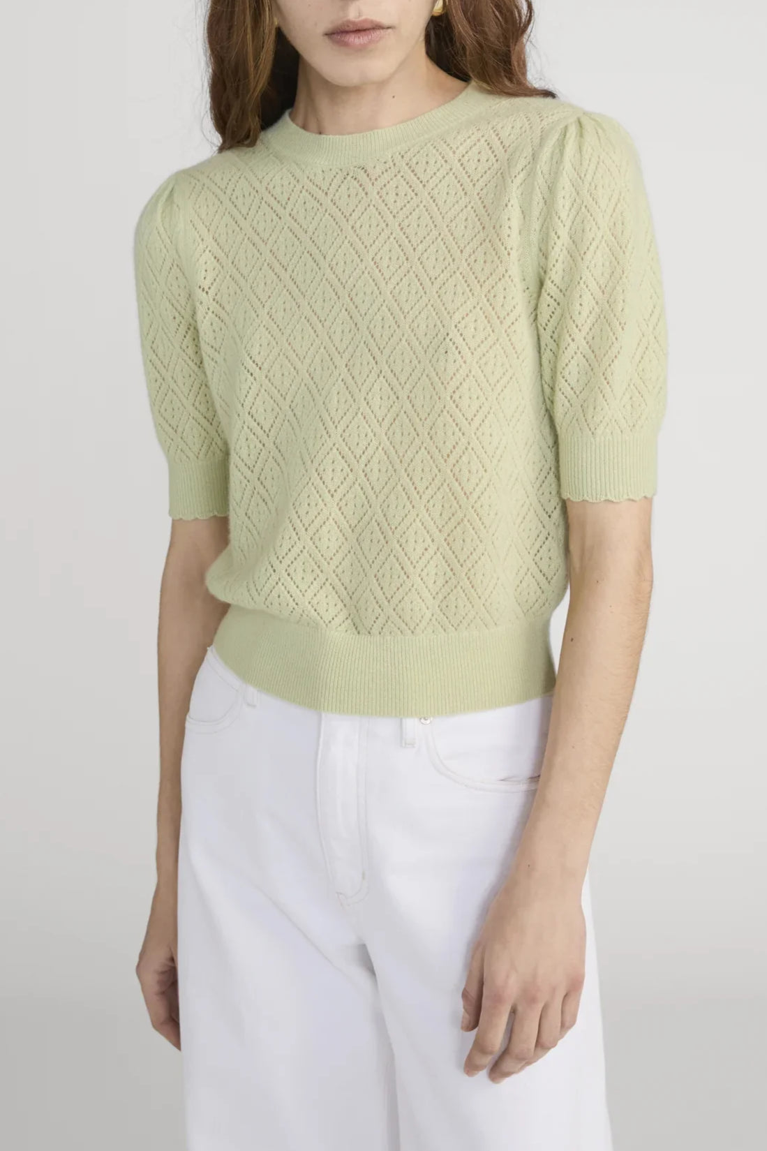 The Delicate Cashmere S/S Sweater - Soft Lime