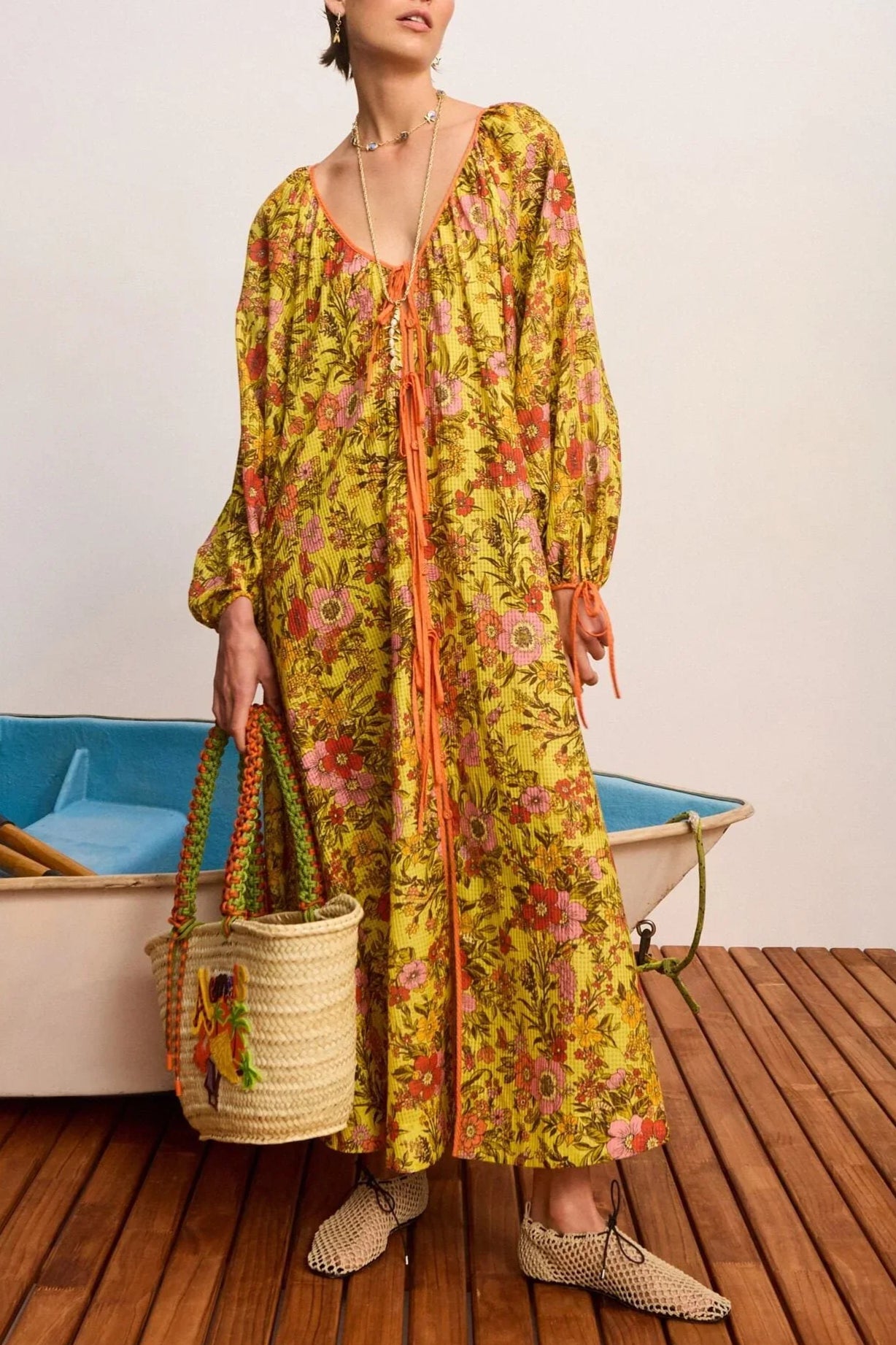 Kitty Tie Front Shirtdress - Yellow