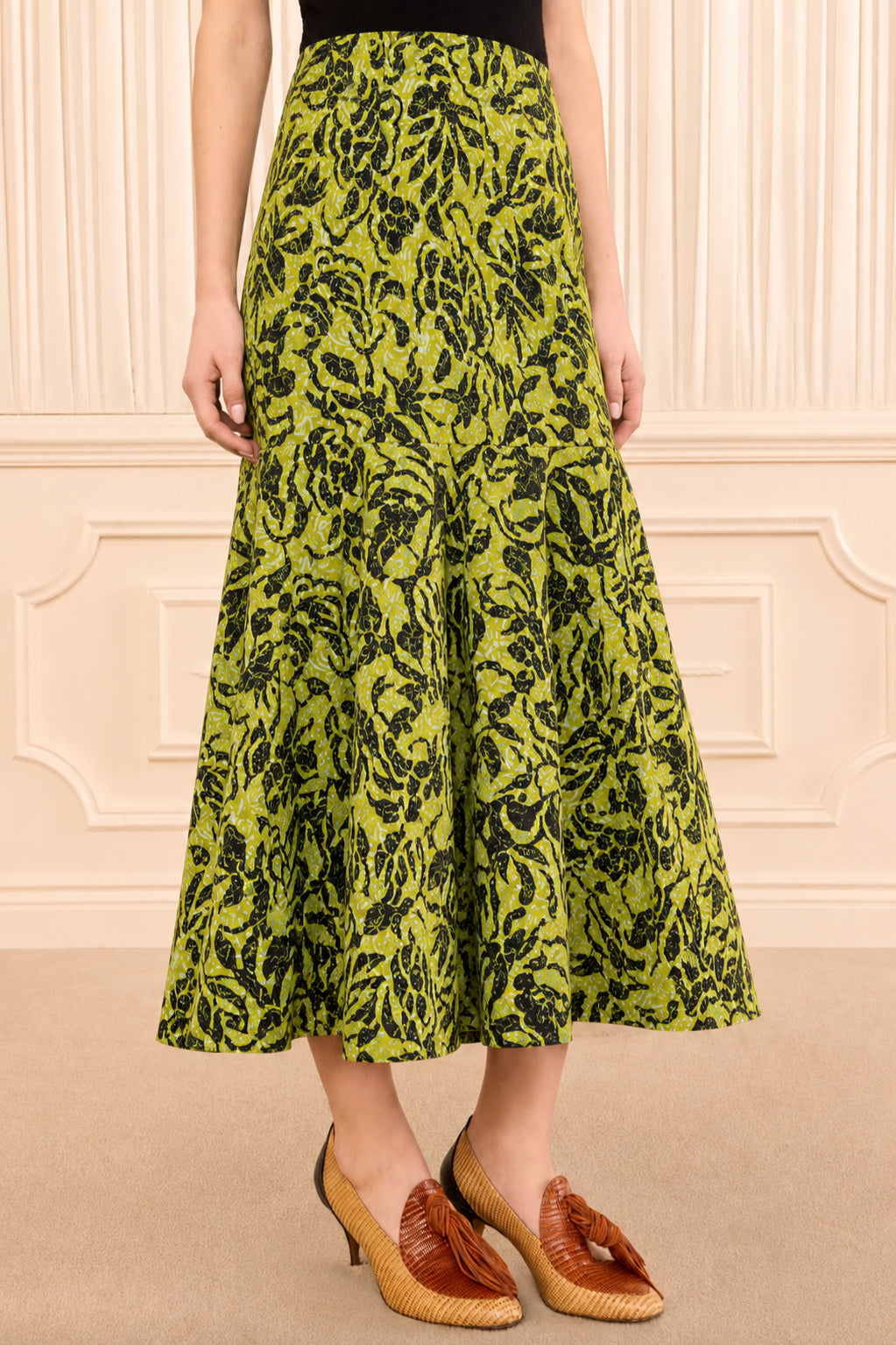 Clarisse Trumpet Midi Skirt - Chartreuse