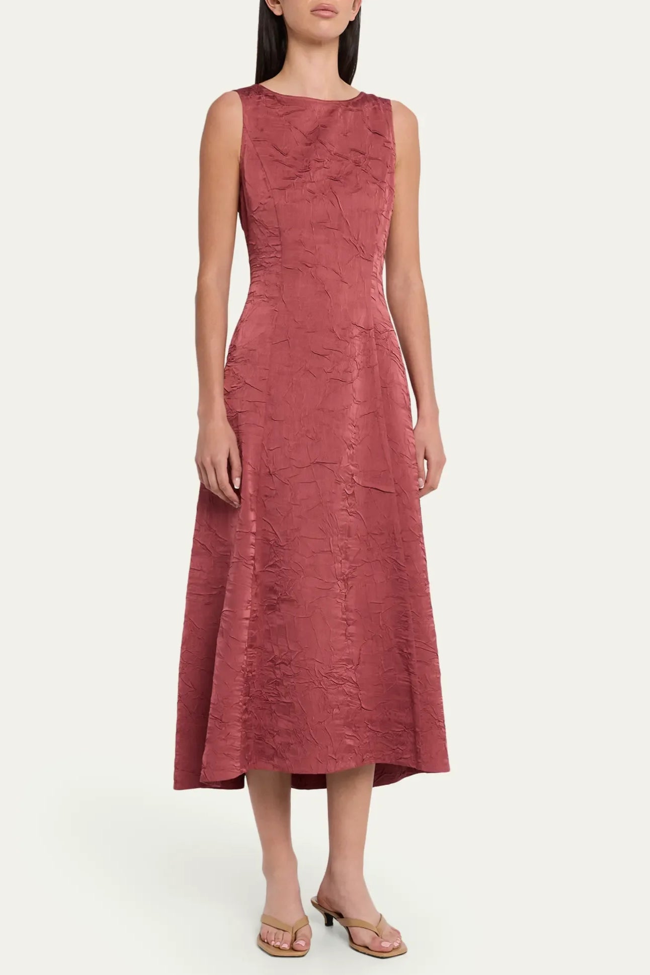 Georgia Satin Midi Dress - Fig