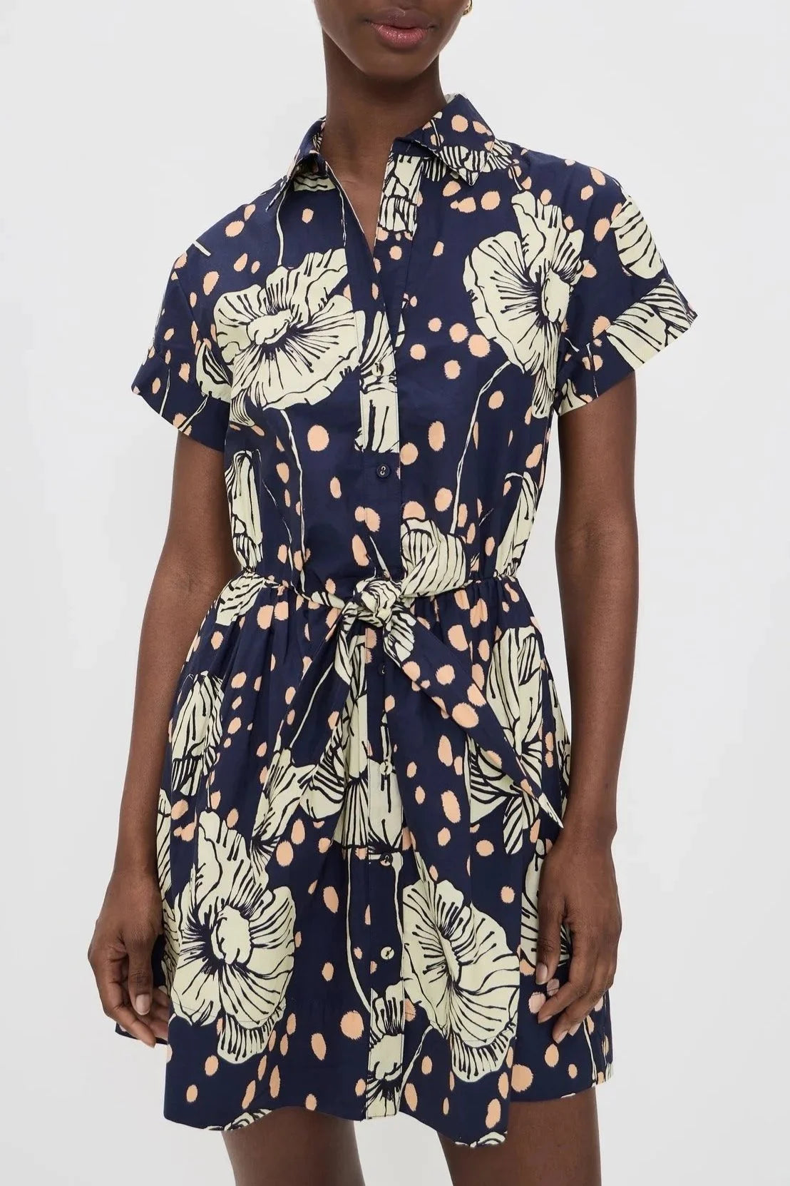Asbury Mini Dress - Dotted Flora Navy