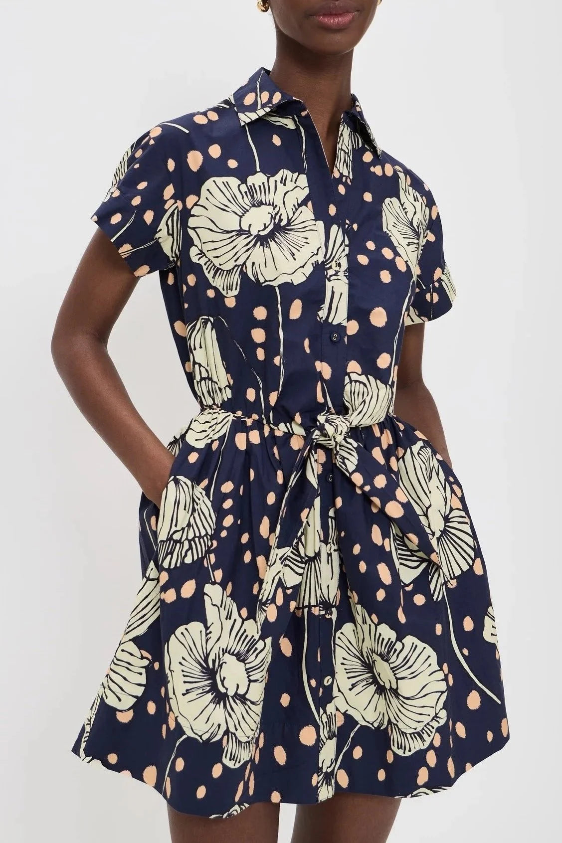 Asbury Mini Dress - Dotted Flora Navy