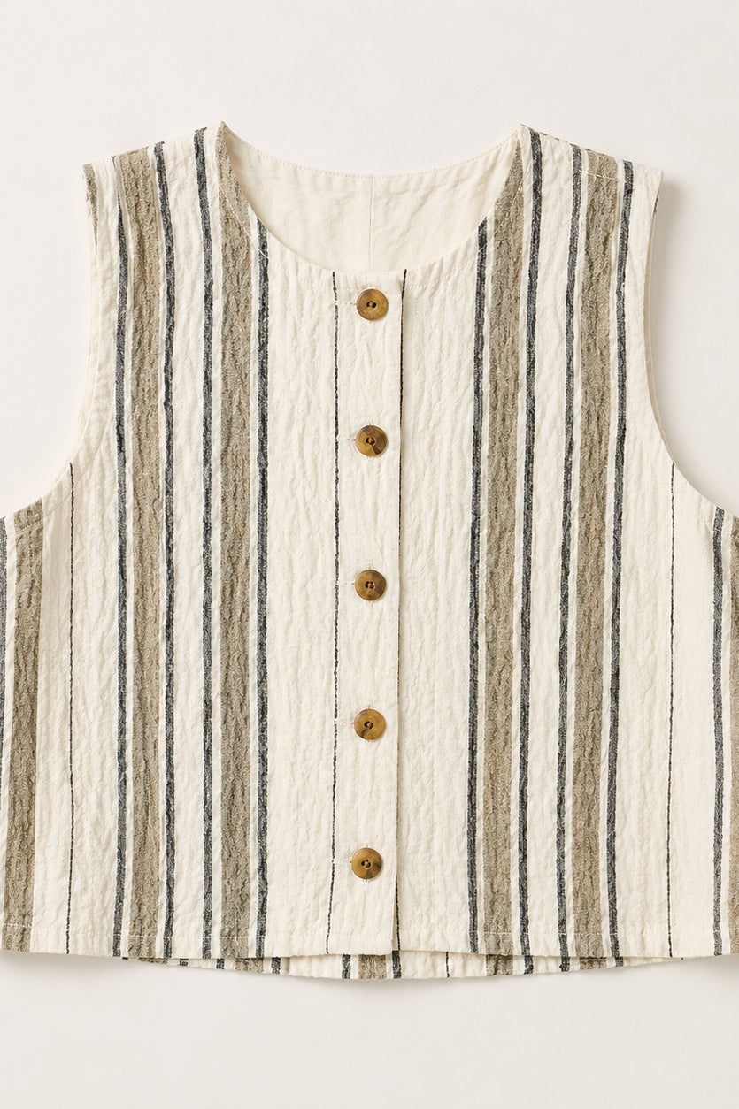 Stripe Godet Tank - Affogato Stripe