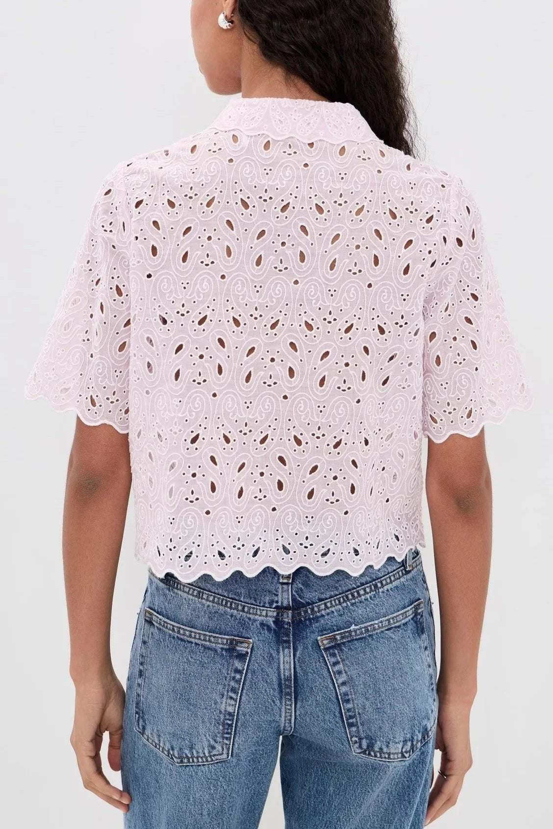 The Paisley Eyelet Top - Bubblegum