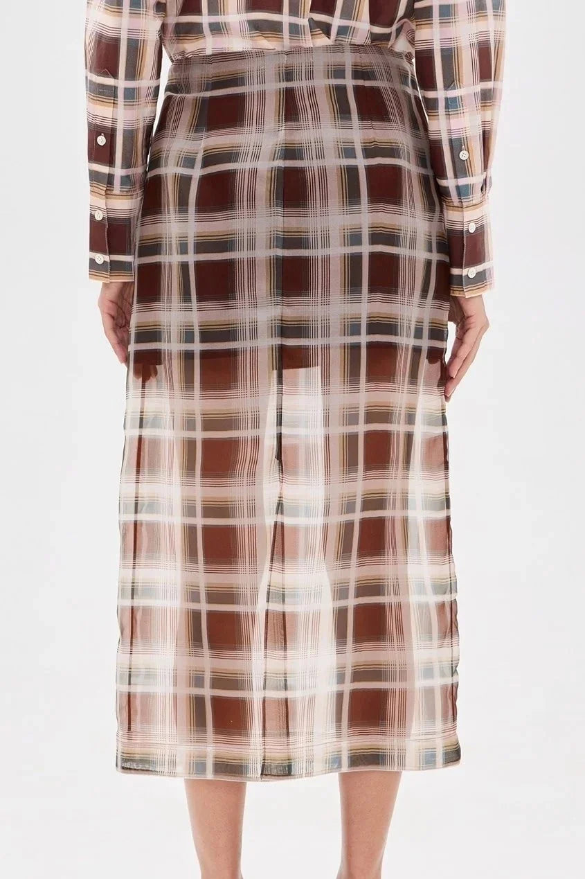 The Plaid Organza Skirt - Silver Peony Plaid