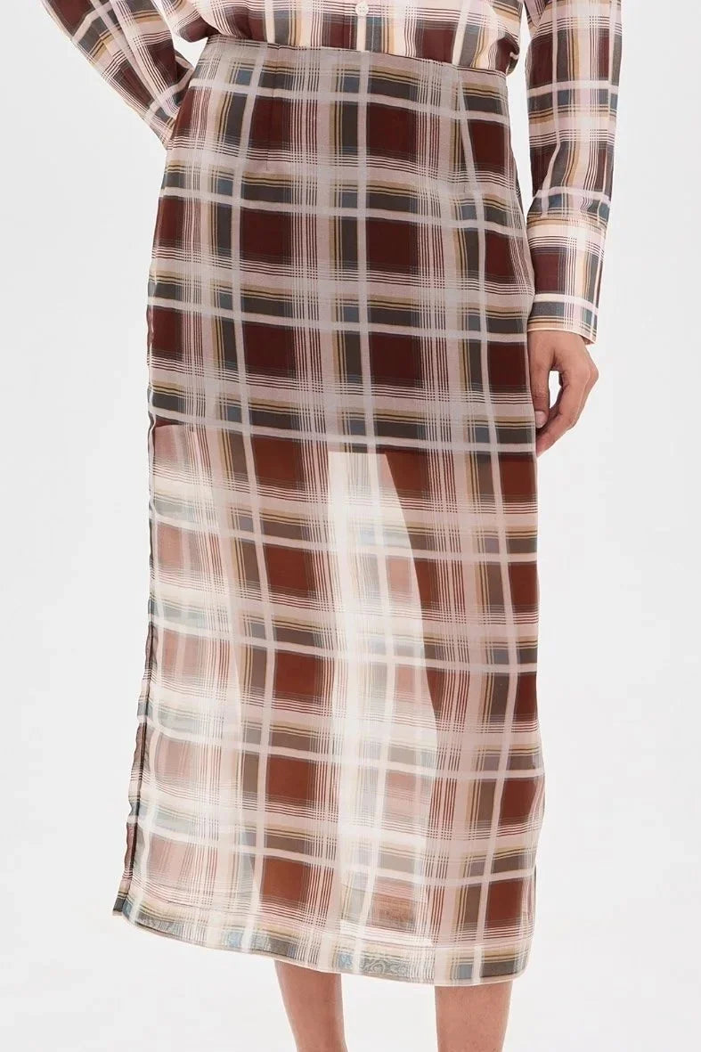 The Plaid Organza Skirt - Silver Peony Plaid