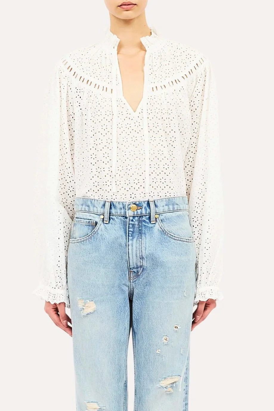 Avelie LS Cotton Blouse - Pristine