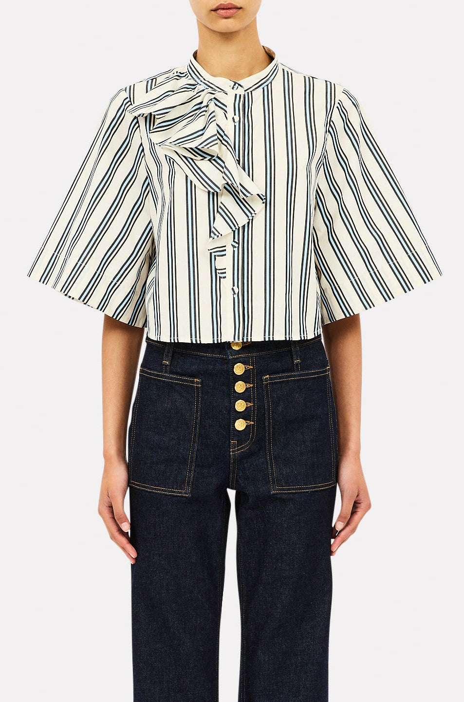 Perrine SS Blouse - Ecru Stripe