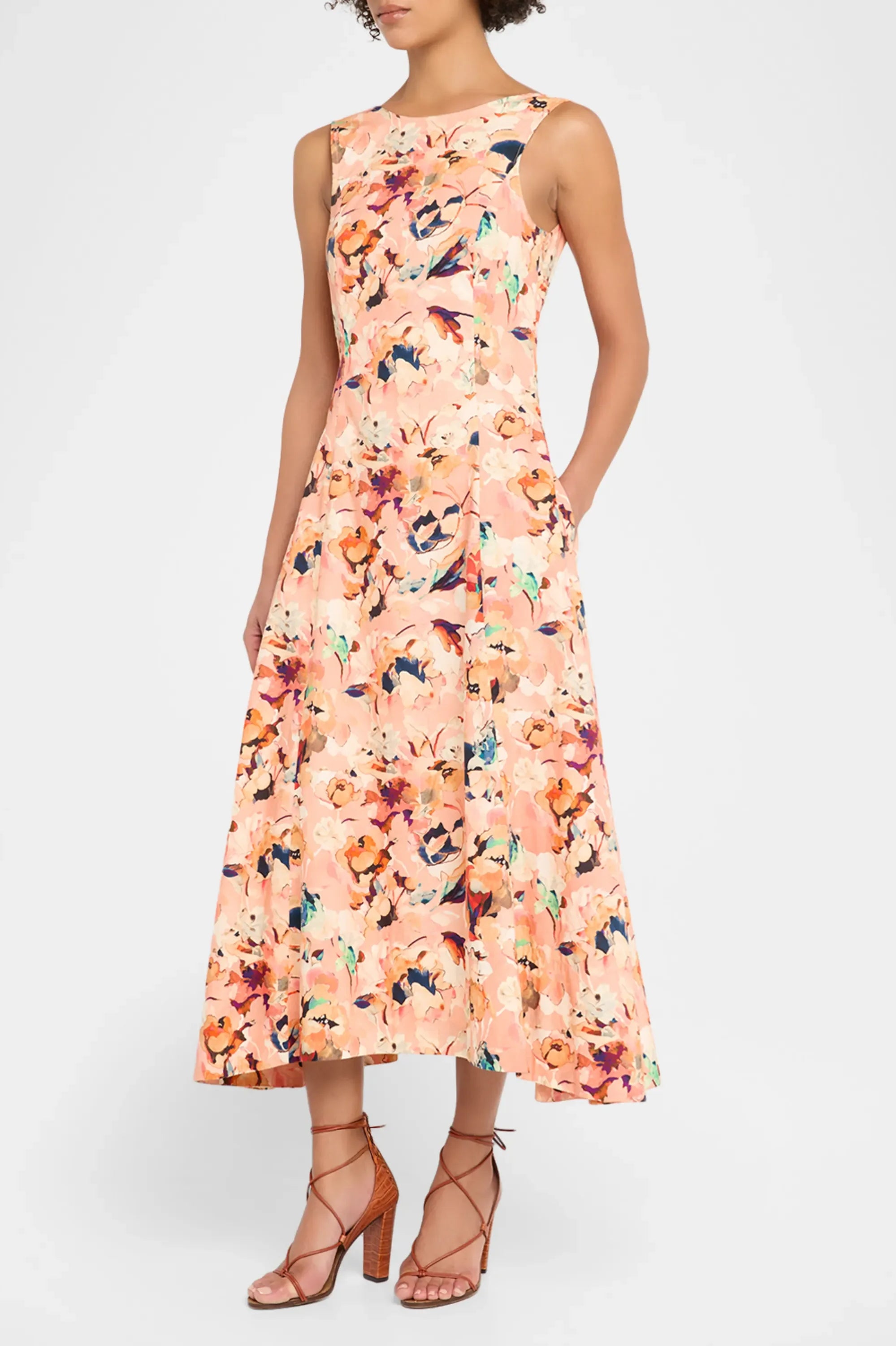 Georgia Cotton Midi Dress - Camellia