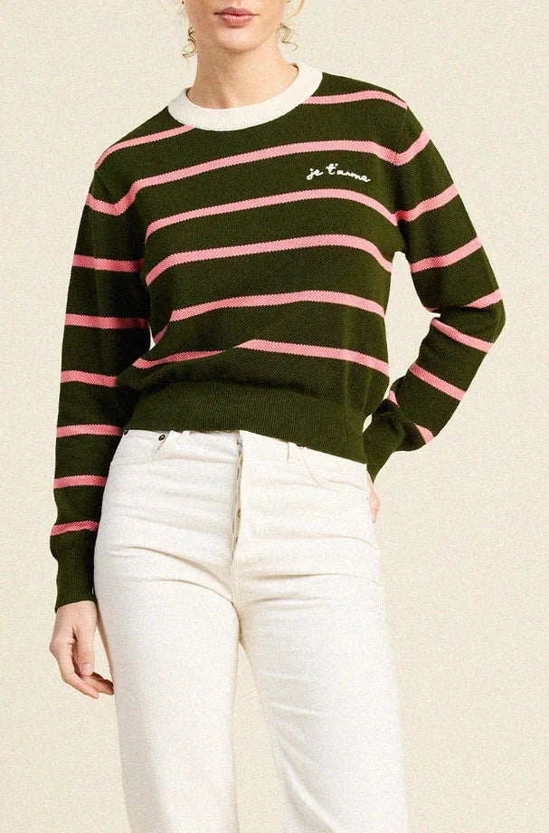 Cleo Sweater - Olive Stripe