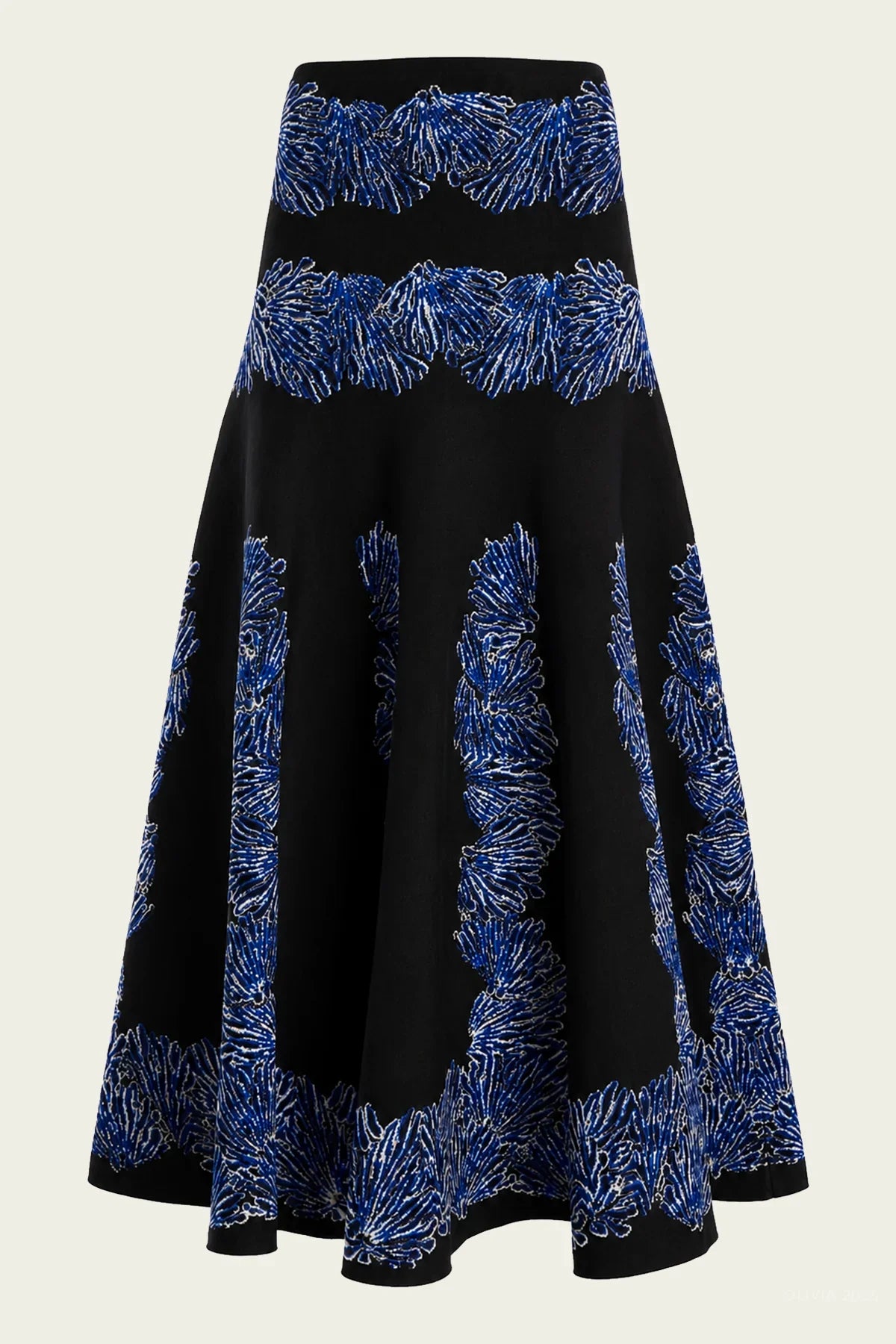 Alessia Knit Jacquard Skirt - Ocean