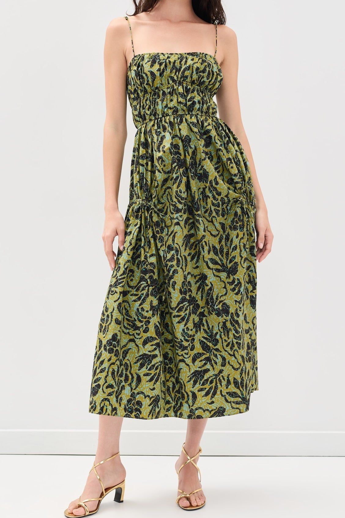 Vidri Cami Cotton Dress - Chartreuse